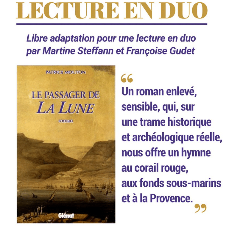 Affiche lecture en duo du livre de Patrick Mouton